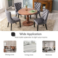 2x Velvet Dining Chairs Upholstered Tufted Kithcen Chair with Solid Wood Legs Stud Trim and Ring-Gray dining Kings Warehouse