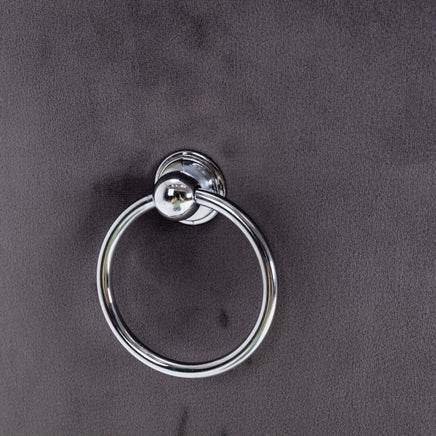 2x Velvet Dining Chairs Upholstered Tufted Kithcen Chair with Solid Wood Legs Stud Trim and Ring-Gray dining Kings Warehouse