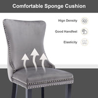2x Velvet Upholstered Dining Chairs Tufted Wingback Side Chair with Studs Trim Solid Wood Legs for Kitchen Kings Warehouse