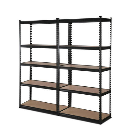 2x1.8M 5-Shelves Steel Warehouse Shelving Racking Garage Storage Rack Black Kings Warehouse