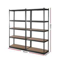 2x1.8M 5-Shelves Steel Warehouse Shelving Racking Garage Storage Rack Grey Kings Warehouse