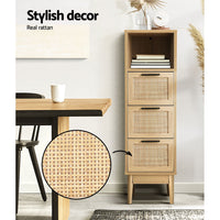 3 Chest of Drawers Rattan Furniture Cabinet Storage Side End Table Shelf living room Kings Warehouse