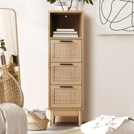 3 Chest of Drawers Rattan Furniture Cabinet Storage Side End Table Shelf living room Kings Warehouse