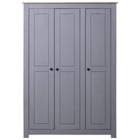 3-Door Wardrobe Grey 118x50x171.5 cm Pine Panama Range Kings Warehouse 