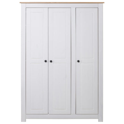 3-Door Wardrobe White 118x50x171.5 cm Pine Panama Range bedroom furniture Kings Warehouse