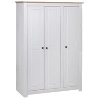3-Door Wardrobe White 118x50x171.5 cm Pine Panama Range bedroom furniture Kings Warehouse
