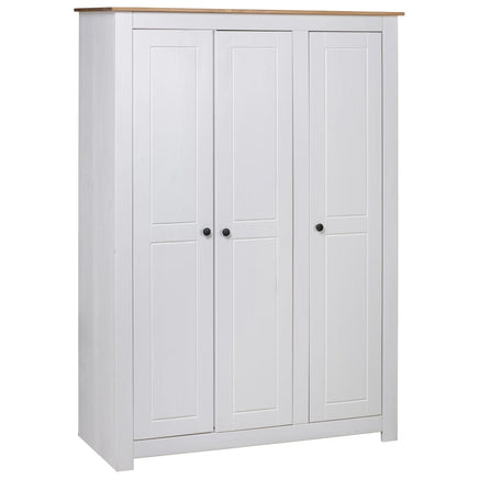 3-Door Wardrobe White 118x50x171.5 cm Pine Panama Range bedroom furniture Kings Warehouse