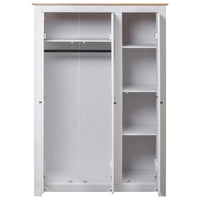 3-Door Wardrobe White 118x50x171.5 cm Pine Panama Range bedroom furniture Kings Warehouse