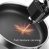 316 Stainless Steel Frying Pan Non-Stick Cooking Frypan Cookware 32cm Honeycomb Double Sided without lid Kings Warehouse 