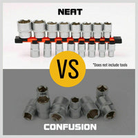 3Pc Double-Side Sockets Holder Tool Organizer Rails WorkShop Rack 1/4" 3/8" 1/2" Kings Warehouse