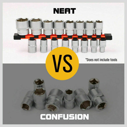 3Pc Double-Side Sockets Holder Tool Organizer Rails WorkShop Rack 1/4" 3/8" 1/2" Kings Warehouse