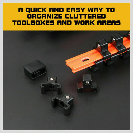 3Pc Double-Side Sockets Holder Tool Organizer Rails WorkShop Rack 1/4" 3/8" 1/2" Kings Warehouse