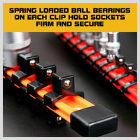 3Pc Double-Side Sockets Holder Tool Organizer Rails WorkShop Rack 1/4" 3/8" 1/2" Kings Warehouse