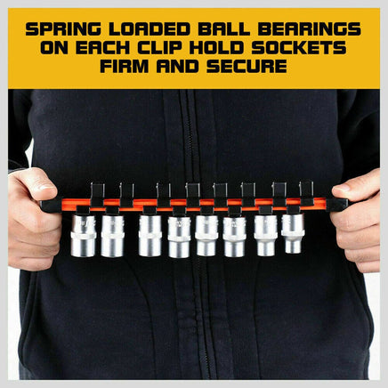 3Pc Double-Side Sockets Holder Tool Organizer Rails WorkShop Rack 1/4" 3/8" 1/2" Kings Warehouse