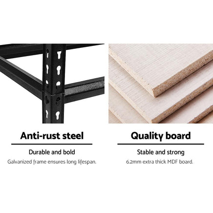 3x1.8M 5-Shelves Steel Warehouse Shelving Racking Garage Storage Rack Black Kings Warehouse