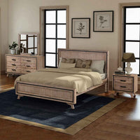 4 Pieces Bedroom Suite King Size Silver Brush in Acacia Wood Construction Bed, Bedside Table & Dresser Kings Warehouse 