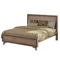 4 Pieces Bedroom Suite King Size Silver Brush in Acacia Wood Construction Bed, Bedside Table & Tallboy Kings Warehouse 