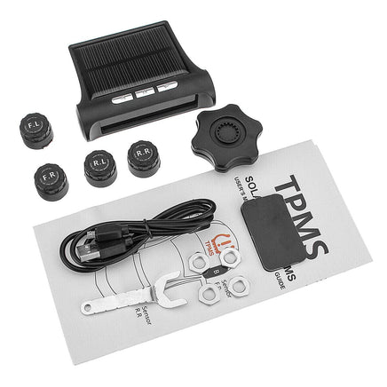 4 Sensor Solar Wireless TPMS Car Tire Tyre Pressure System Monitoring External Kings Warehouse