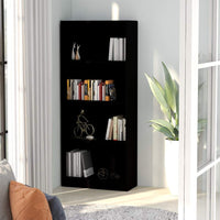 4-Tier Book Cabinet Black 60x24x142 cm