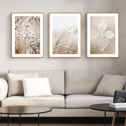 40cmx60cm Dried Flower 3 Sets Wood Frame Canvas Wall Art Kings Warehouse