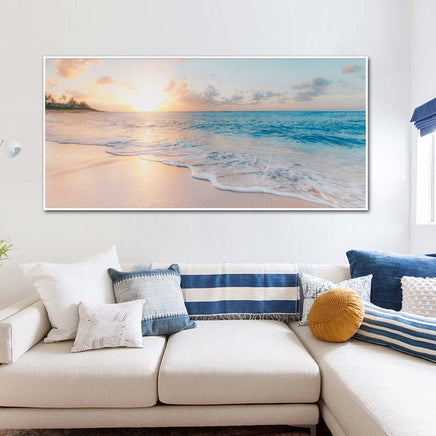 40cmx80cm Ocean and Beach White Frame Canvas Kings Warehouse