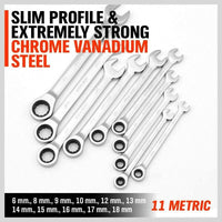 48-Piece Ratchet Wrench Set with Rolling Pouch - Metric SAE Allen Key & Hex Key Spanner Kit Kings Warehouse