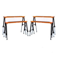 4Pc Mastercraft Sawhorse Metal Folding Non-slip Surface Saw Horse 120KG Capacity Kings Warehouse