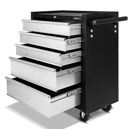 5 Drawer Mechanic Tool Box Cabinet Storage Trolley - Black & Grey KingsWarehouse