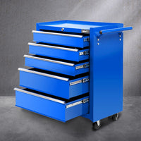5 Drawer Mechanic Tool Box Cabinet Storage Trolley - Blue KingsWarehouse