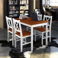 5 Piece Dining Set Brown and White Kings Warehouse 