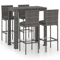 5 Piece Outdoor Bar Set with Cushions Poly Rattan Grey Kings Warehouse 