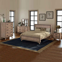 5 Pieces Bedroom Suite King Size Silver Brush in Acacia Wood Construction Bed, Bedside Table, Tallboy & Dresser Kings Warehouse 