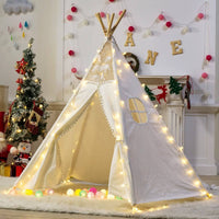 5 Poles Giant Kids Teepee Tent (Natural Canvas) Kings Warehouse