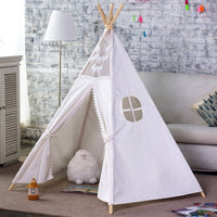 5 Poles Giant Kids Teepee Tent (Natural Canvas) Kings Warehouse