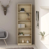 5-Tier Book Cabinet Sonoma Oak 60x24x175 cm Living room Kings Warehouse 