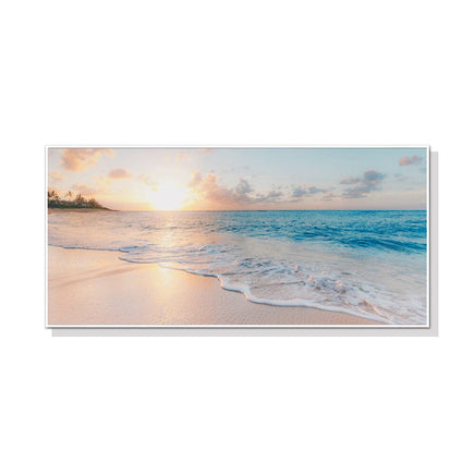 50cmx100cm Ocean and Beach White Frame Canvas Kings Warehouse