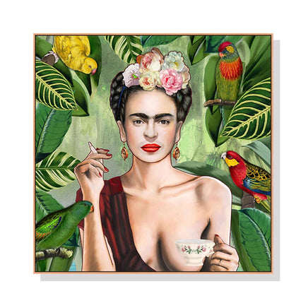 50cmx50cm Self Portrait by Frida Kahlo Wood Frame Canvas Wall Art Kings Warehouse