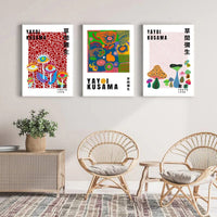 50cmx70cm Wall Art By Yayoi Kusama 3 Sets White Frame Canvas Kings Warehouse