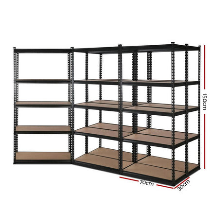 5x1.5M Warehouse Shelving Racking Storage Garage Steel Metal Shelves Rack Kings Warehouse