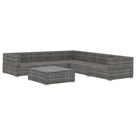 6 Piece Garden Lounge Set with Cushions Poly Rattan Grey Kings Warehouse