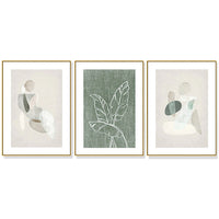 60cmx90cm Abstract body and leaves 3 Sets Gold Frame Canvas Wall Art Kings Warehouse