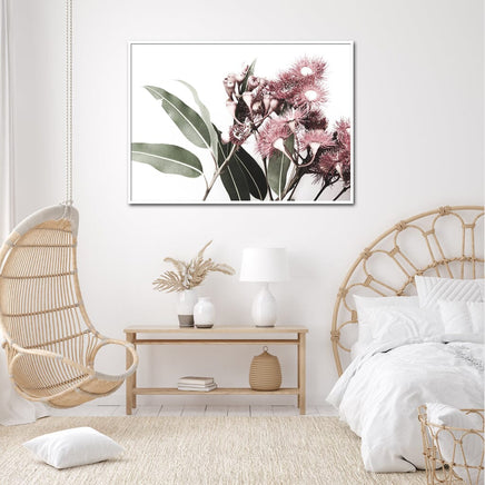 60cmx90cm Eucalyptus in Bloom White Frame Canvas Wall Art Kings Warehouse