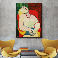 60cmx90cm The dream by Pablo Picasso Gold Frame Canvas Wall Art Kings Warehouse