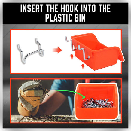 6Pc Pegboard Bins Peg Board Parts Storage With Steel Hooks Tools Organiser Tray Kings Warehouse
