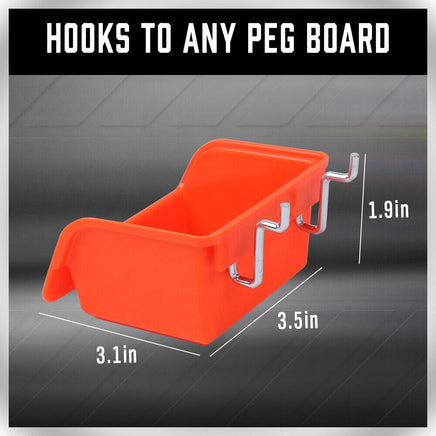 6Pc Pegboard Bins Peg Board Parts Storage With Steel Hooks Tools Organiser Tray Kings Warehouse