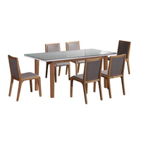7 Pieces Dining Suite Dining Table & 6X Chairs in White Top High Glossy Wooden Base Furniture Kings Warehouse