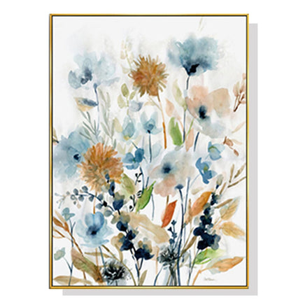 70cmx100cm Colourful Floras Watercolour style I Gold Frame Canvas Wall Art Kings Warehouse