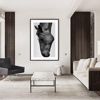 70cmx100cm Modern Black Horse Black Frame Canvas Wall Art Kings Warehouse