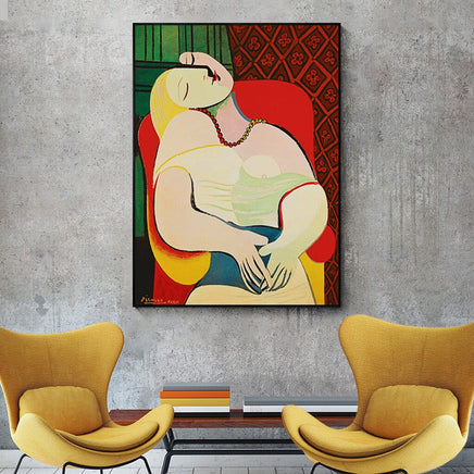 70cmx100cm The dream by Pablo Picasso Gold Frame Canvas Wall Art Kings Warehouse