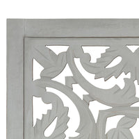 Hand carved 3-Panel Room Divider Grey 120x165 cm Solid Mango Wood